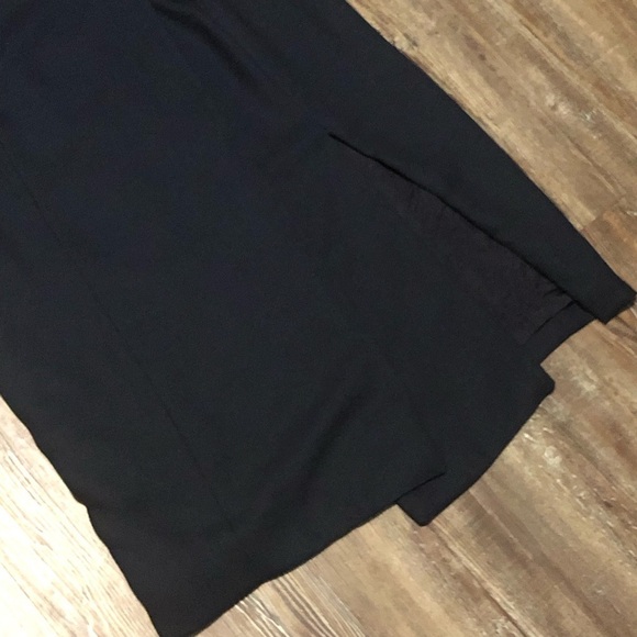 Maggie London Dress Women's 4 Faux Wrap Sheath Solid Navy Buttons - Picture 5 of 7